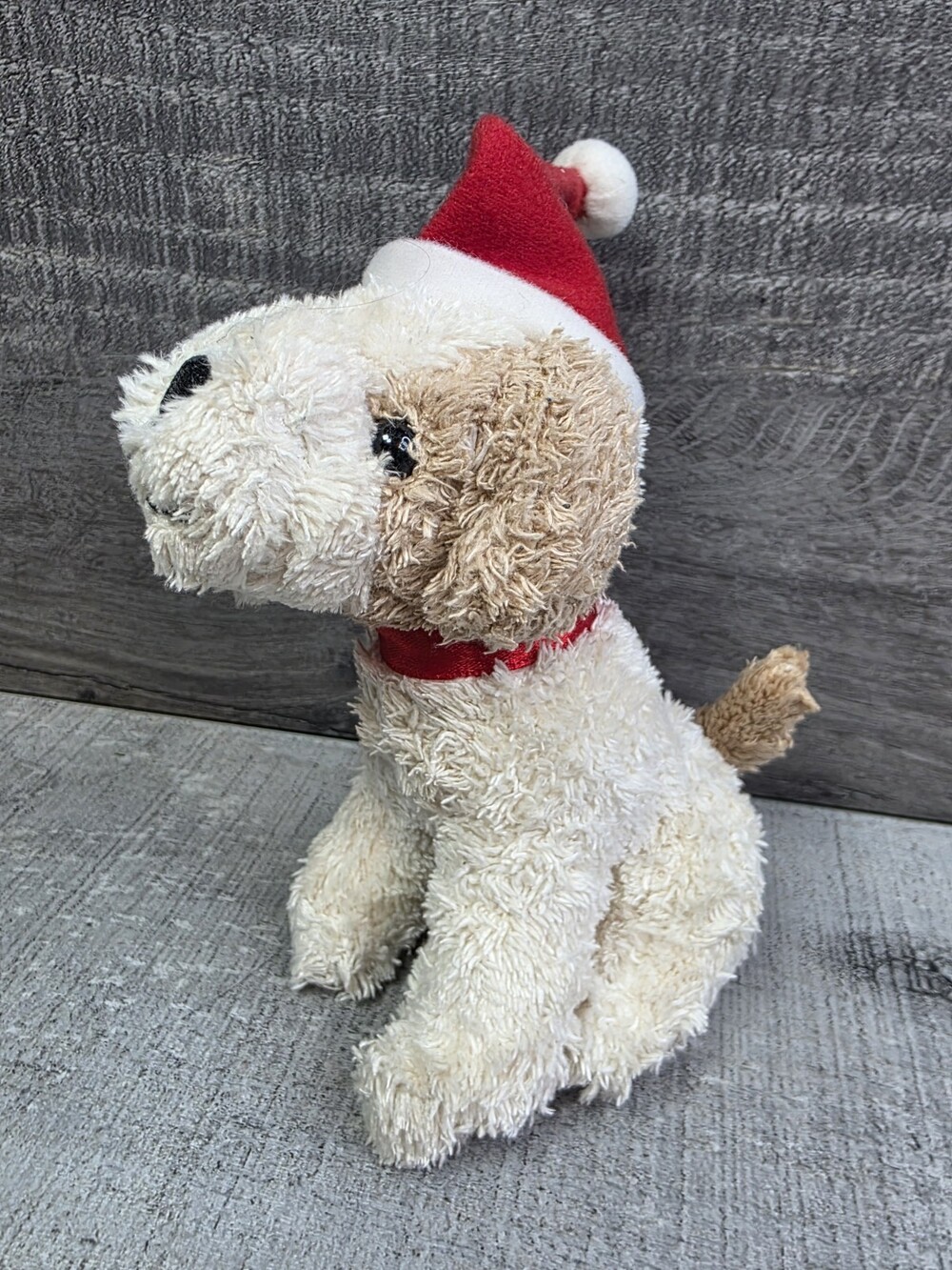 Hallmark HTF Lovey Security Plush Puppy Dog Christmas Santa Brown White Red g62